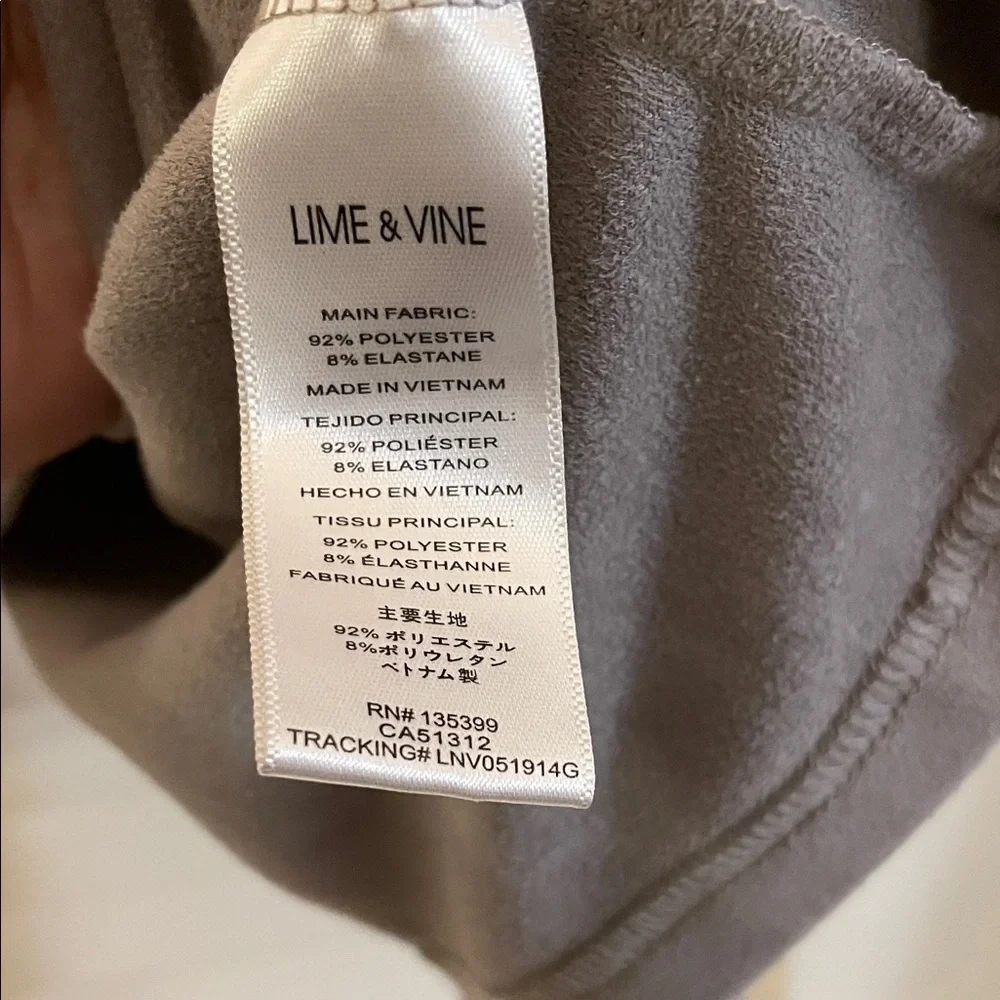 Lime & Vine Gray Taupe Faux Suede Cowl Neck Dolman Sleeve Cropped Top Overlay - Picture 4 of 7